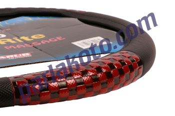 Carub 1832027 Direksiyon Kılıfı 38cm Siyah-Kırmızı Damalı