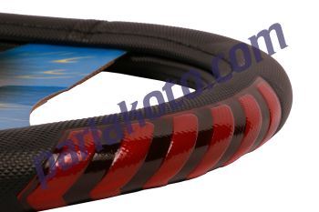 Carub 1842031 Direksiyon Kılıfı 38cm Siyah-Kırmızı Fosforlu