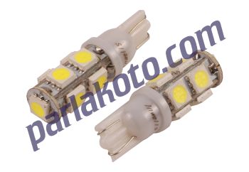 Inwells 009065 9 Ledli Beyaz Çakarlı Dipsiz Ampül SMD T10 12V 6000K
