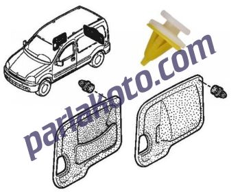 BR023 Kapı Döşeme Klipsi Renault 19 Megane Clio Laguna Kangoo Master Safrane Twingo Traffic Opel Nissan Volvo 1-adet 7703077250
