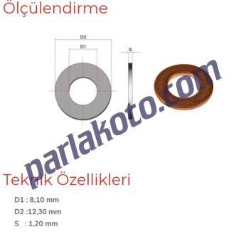 Pınar 08 Metrik Bakır Pul 8,10x12,30x1,20 1-adet fiyatıdır. Paketi 1000 Adet
