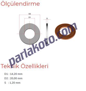 Pınar 14 Metrik Bakır Pul 14,20x20x1,20mm 1-adet fiyatıdır. Paketi 500 Adet
