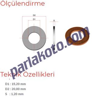 Pınar 15 Metrik Bakır Pul 15,20x20x1,20mm 1-adet fiyatıdır. Paketi 500 Adet