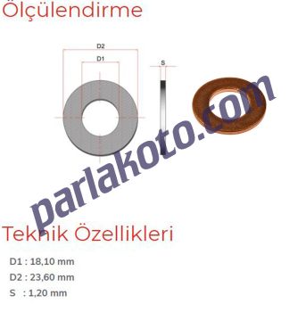Pınar 18 Metrik Bakır Pul 18,10x23,60x1,20mm 1-adet fiyatıdır. Paketi 500 Adet