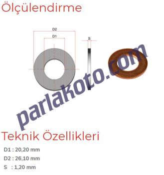 Pınar 20 Metrik Bakır Pul 20,20x26,10x1,20mm 1-adet fiyatıdır. Paketi 250 Adet