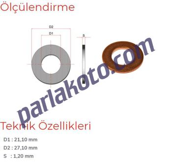 Pınar 21 Metrik Bakır Pul 21,10x27,10x1,20mm 1-adet fiyatıdır. Paketi 250 Adet