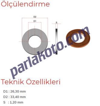 Pınar 26 Metrik Bakır Pul 26,30x33,40x1,20mm 1-adet fiyatıdır. Paketi 100 Adet