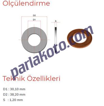 Pınar 30 Metrik Bakır Pul 30,10x38,20x1,20mm 1-adet fiyatıdır. Paketi 100 Adet