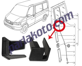 PARLEX MTJ7440 Sürgülü Cam Tel Sabitleyici Klips SAĞ Volkswagen transporter T5 7H0847790