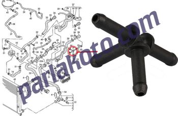 PARLEX MTJ7467 Dörtlü Su Dağıtıcı T Boru Volkswagen Golf 5 Golf 6 Jetta Passat Polo Caddy Audi A3 6Q0121619