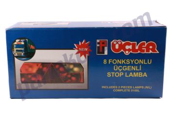 Üçler 0107LK  8 Fonksiyonlu Üçgenli Tır Dorse Stop Lamba Füme Kablolu Akrilik