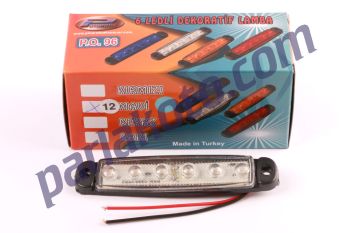 Pınar PO096M12V 6 Ledli Parmak Lamba 12V Beyaz MAVİ Tır sallama Yan lamba