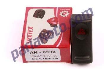 Vertex AN0330 Renault 19 Dörtlü Flaşör Anahtarı