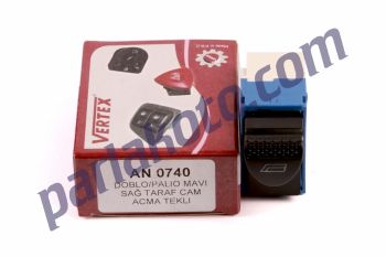 Vertex AN0740 Fiat Doblo Palio Cam Kaldırma Anahtarı Tekli Mavi AN207