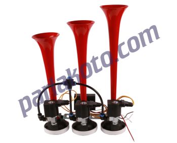 Hido HD520B 3 Sesli Melodili Arap Korna Kamyon Tır Otobüs Kırmızı 24V